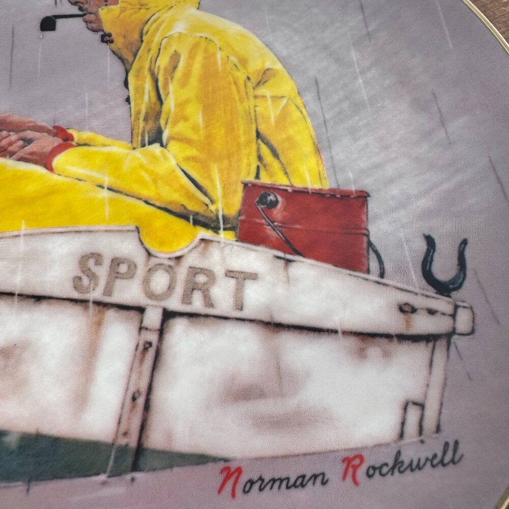 Vintage 1984 Norman Rockwell "Sport" Fishing Collector Plate by Gorham - Picture 3 of 6